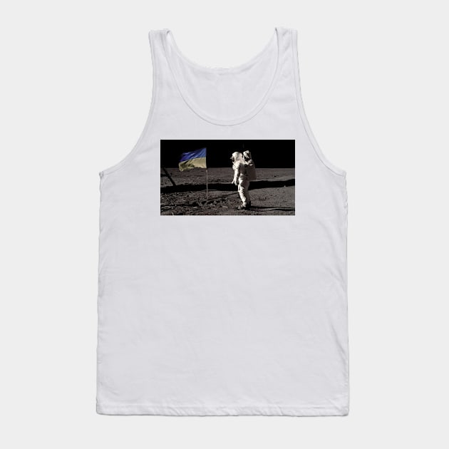 Flag of Ukraine during the landing on the moon Tank Top by Pavlushkaaa